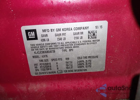 2016 Buick Encore Leather from USA, damaged, VIN KL4CJCSB3GB548738